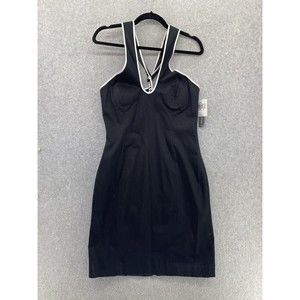 Kelly and Diane women's Dress Solid Black White Trim Size 6 Vintage Cross Back